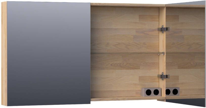 iChoice Plain spiegelkast 120x70cm massief eiken Grey Oak