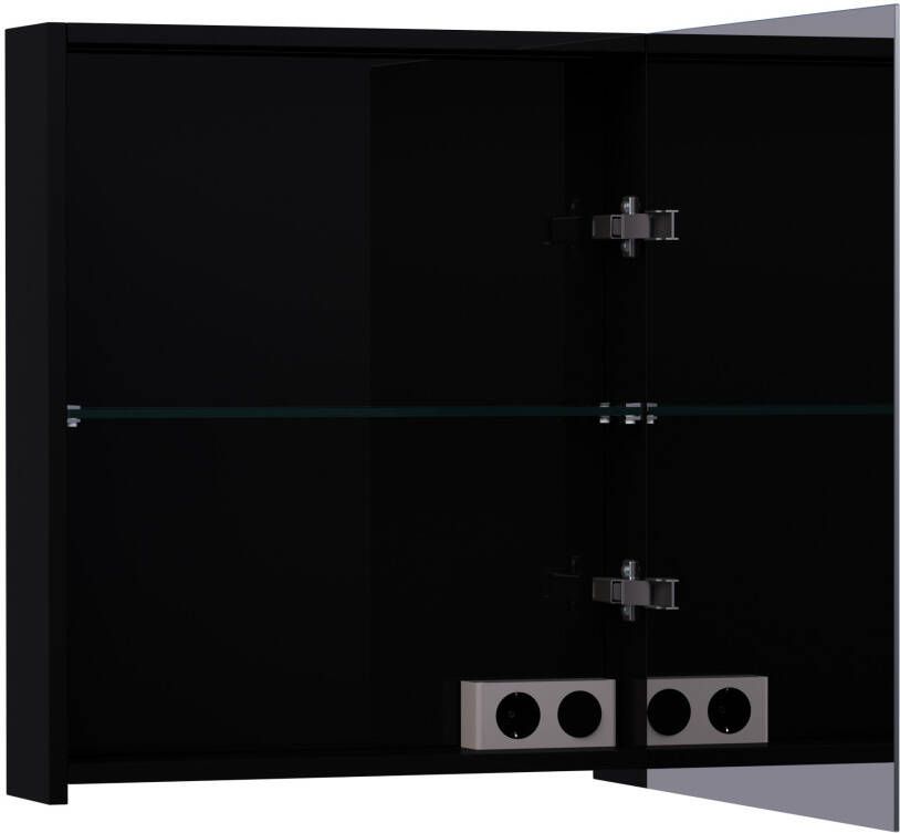 iChoice Plain spiegelkast 60x70cm Hoogglans zwart rechtsdraaiend