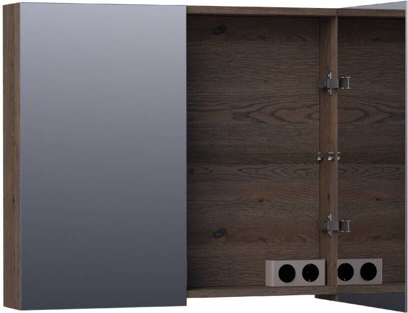 iChoice Plain spiegelkast 80x70cm massief eiken Black Oak