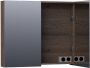 Saniclass Plain spiegelkast 80x70x15cm met 2 links- en rechtsdraaiende spiegeldeuren Hout Black oak SK-PL80BO - Thumbnail 2