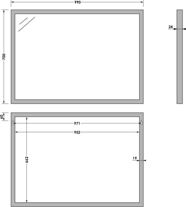 iChoice Silhouette spiegel 100x70cm frame geborsteld aluminium