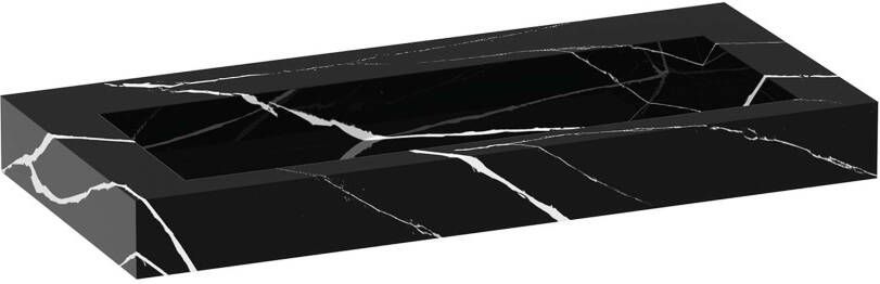 iChoice Solution badmeubelset 100cm mat zwart 2 lades wastafel Nero Marquina 0 kraangaten