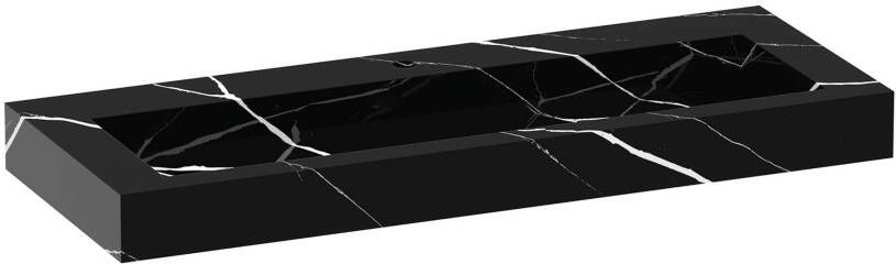 iChoice Solution badmeubelset 120cm mat zwart 2 lades wastafel Nero Marquina enkel 1 kraangat