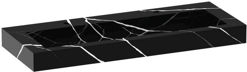 iChoice Solution badmeubelset 120cm mat zwart 2 lades wastafel Nero Marquina enkel 2 kraangaten