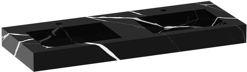 iChoice Solution badmeubelset 120cm mat zwart 4 lades wastafel Nero Marquina dubbel 2 kraangaten
