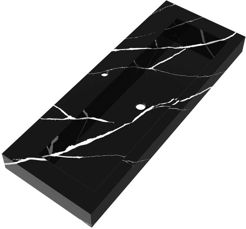 iChoice Solution badmeubelset 120cm Viking Shield 2 lades wastafel Nero Marquina enkel 1 kraangat