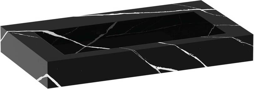 iChoice Solution badmeubelset 80cm mat zwart 2 lades wastafel Nero Marquina 0 kraangaten