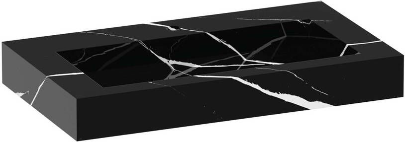 iChoice Solution badmeubelset 80cm mat zwart 2 lades wastafel Nero Marquina 1 kraangat