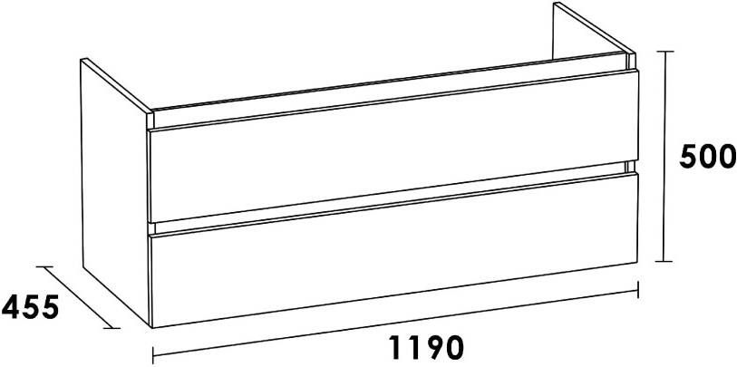 iChoice Solution onderkast 119cm 2 lades 1 sifonuitsparing Black Wood