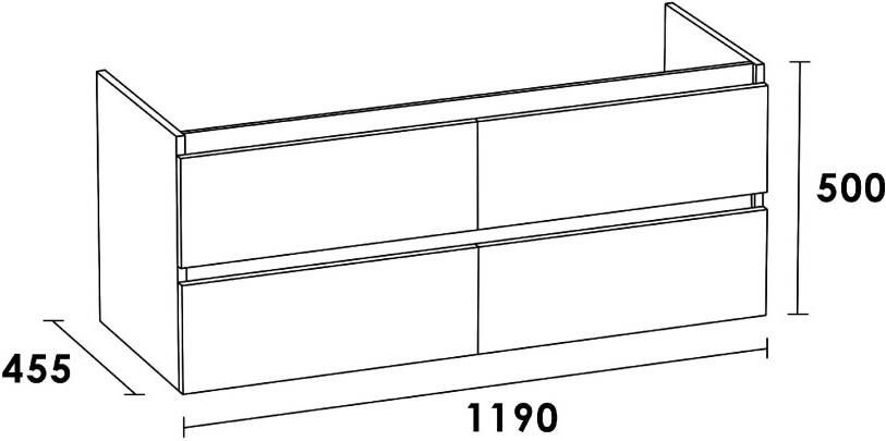 iChoice Solution onderkast 119cm 4 lades 2 sifonuitsparingen Almond