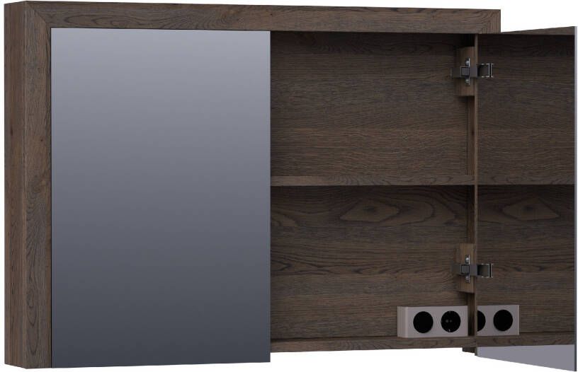iChoice spiegelkast met kader 100x70cm massief eiken Black Oak