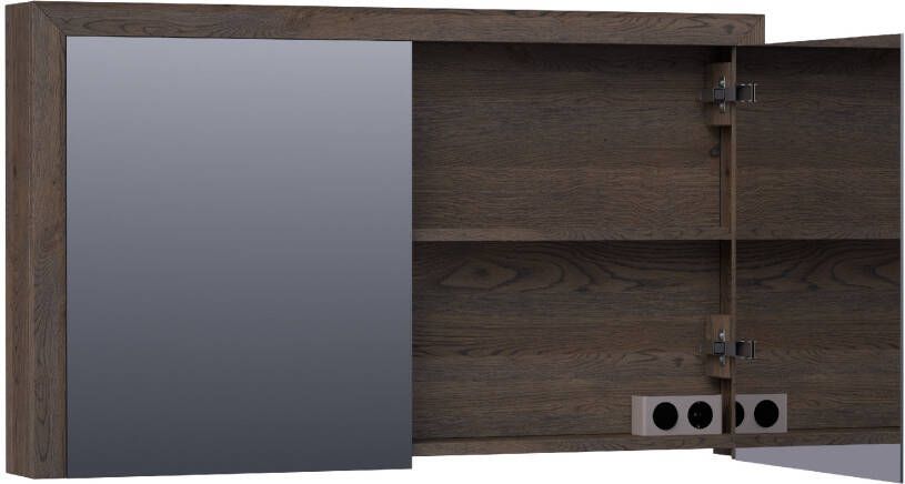 iChoice spiegelkast met kader 120x70cm massief eiken Black Oak