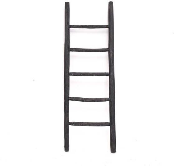 Bewonen Teun badkamer decoratie ladder rustiek 150cm zwart teak