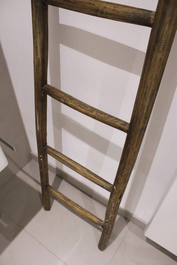 Bewonen Teun badkamer decoratie ladder rustiek 175cm bruin teak