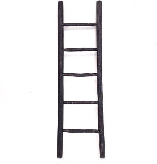 Bewonen Teun badkamer decoratie ladder rustiek 175cm zwart teak