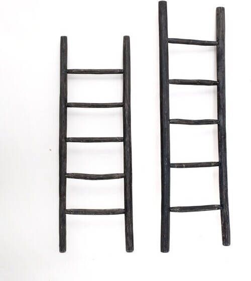 Bewonen Teun badkamer decoratie ladder rustiek 175cm zwart teak