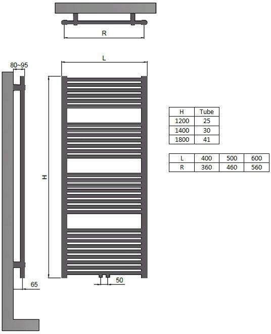 Blinq Altare R handdoekradiator 120 x 40 cm (H X L) wit