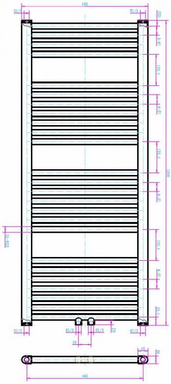 Blinq Altare R handdoekradiator 120 x 50 cm (H X L) grijs metallic