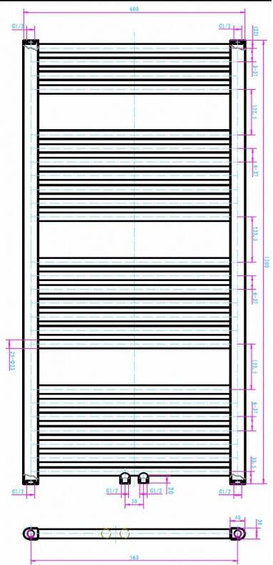 Blinq Altare R handdoekradiator 120 x 60 cm (H X L) wit