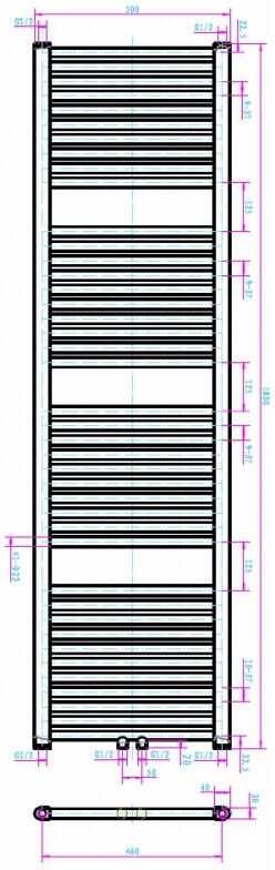 Blinq Altare R handdoekradiator 180 x 50 cm (H X L) wit