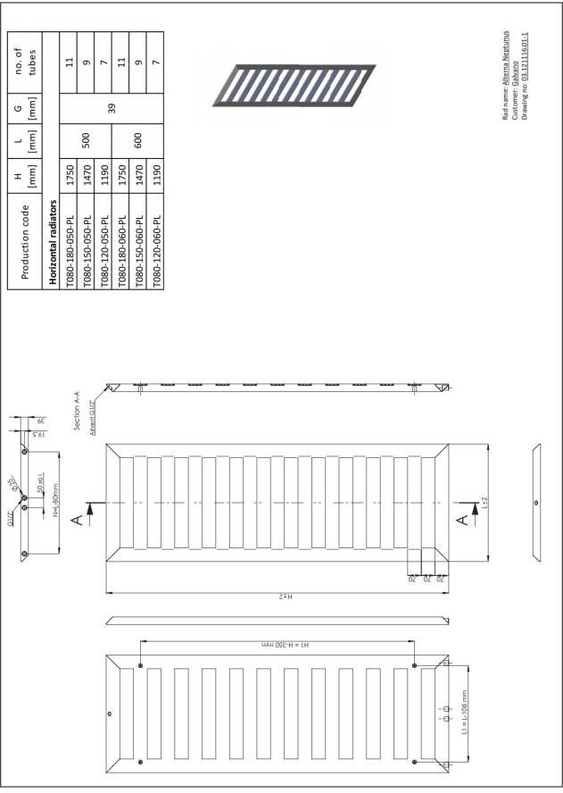 Blinq Arkose radiator 50 x 147 cm 609w wit ral 9016