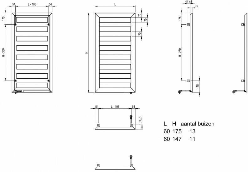 Blinq Arkose radiator electrisch met afstandsbediening 60x180 cm 750w matgrijs