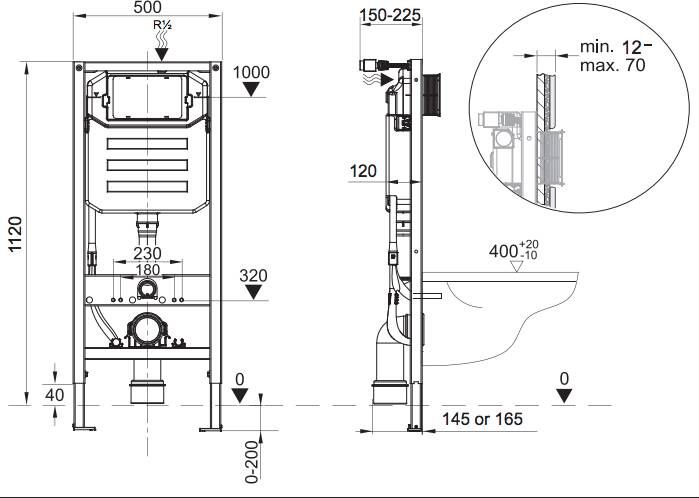 Blinq Chelmer premium inbouw reservoir 112cm