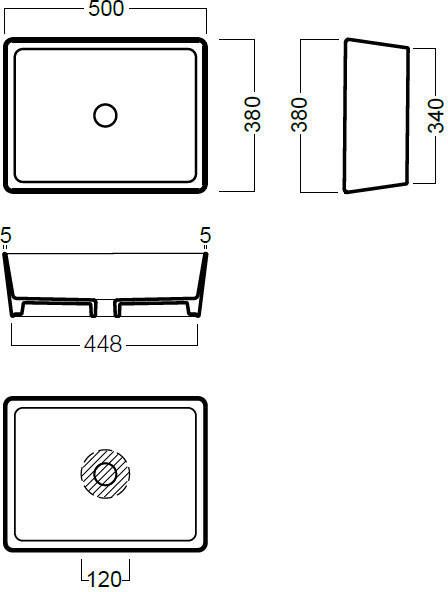 Blinq Couleur opzetwastafel rechthoekig 50x38cm glans wit