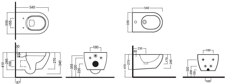 Blinq Couleur wandbidet as