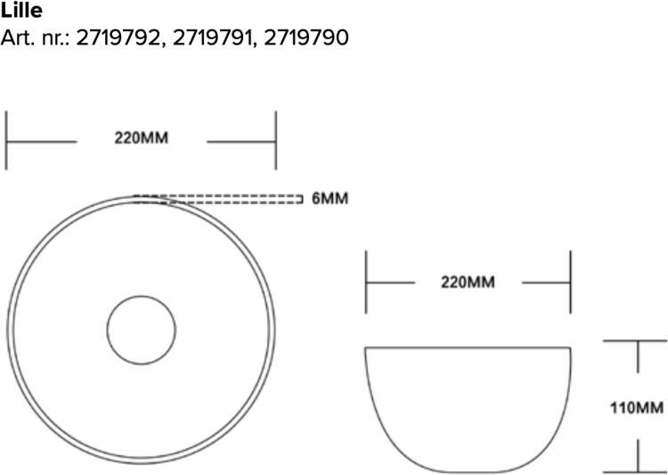 Blue Label Lille waskom 22x22cm keramiek mat zwart