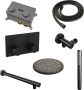 Brauer Black Carving thermostatische inbouw regendouche met drukknoppen SET 49 met 20 cm douchekop en rechte muurarm en staaf handdouche en doucheslang en wandaansluitbocht mat zwart - Thumbnail 3