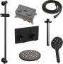 Brauer Black Carving thermostatische inbouw regendouche met drukknoppen SET 71 met 20 cm douchekop en plafondarm en 3-standen handdouche en doucheslang en geïntegreerde glijstang mat zwart - Thumbnail 4