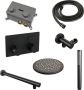 Brauer Black Edition thermostatische inbouw regendouche met drukknoppen SET 49 met 20 cm douchekop en rechte muurarm en staaf handdouche en doucheslang en wandaansluitbocht mat zwart - Thumbnail 3
