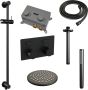 Brauer Black Edition thermostatische inbouw regendouche met drukknoppen SET 65 met 20 cm douchekop en plafondarm en staaf handdouche en doucheslang en geïntegreerde glijstang mat zwart - Thumbnail 3
