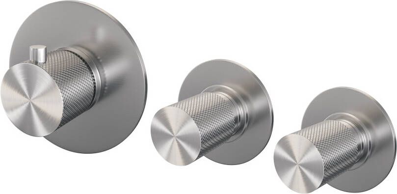 Brauer Brushed Carving inbouw badthermostaat met uitloop staafhanddouche geborsteld RVS PVD