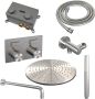 Brauer Brushed Carving thermostatische inbouw regendouche met drukknoppen SET 52 met 30 cm douchekop en gebogen muurarm en staaf handdouche en doucheslang en wandaansluitbocht RVS geborsteld PVD - Thumbnail 3