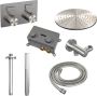 Brauer Brushed Carving thermostatische inbouw regendouche met drukknoppen SET 54 met 30 cm douchekop en plafondarm en staaf handdouche en doucheslang en wandaansluitbocht RVS geborsteld PVD - Thumbnail 4