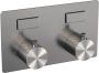 Brauer Brushed Carving thermostatische inbouw regendouche met drukknoppen SET 55 met 20 cm douchekop en rechte muurarm en 3-standen handdouche en doucheslang en wandaansluitbocht RVS geborsteld PVD - Thumbnail 4