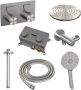 Brauer Brushed Carving thermostatische inbouw regendouche met drukknoppen SET 59 met 20 cm douchekop en plafondarm en 3-standen handdouche en doucheslang en wandaansluitbocht RVS geborsteld PVD - Thumbnail 3