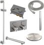 Brauer Brushed Carving thermostatische inbouw regendouche met drukknoppen SET 61 met 20 cm douchekop en rechte muurarm en staaf handdouche en doucheslang en geïntegreerde glijstang RVS geborsteld PVD - Thumbnail 3