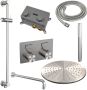 Brauer Brushed Carving thermostatische inbouw regendouche met drukknoppen SET 64 met 30 cm douchekop en gebogen muurarm en staaf handdouche en doucheslang en geïntegreerde glijstang RVS geborsteld PVD - Thumbnail 3