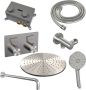 Brauer Brushed Edition thermostatische inbouw regendouche met drukknoppen SET 58 met 30 cm douchekop en gebogen muurarm en 3-standen handdouche en doucheslang en wandaansluitbocht RVS geborsteld PVD - Thumbnail 4