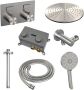 Brauer Brushed Edition thermostatische inbouw regendouche met drukknoppen SET 60 met 30 cm douchekop en plafondarm en 3-standen handdouche en doucheslang en wandaansluitbocht RVS geborsteld PVD - Thumbnail 3