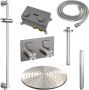 Brauer Brushed Edition thermostatische inbouw regendouche met drukknoppen SET 66 met 30 cm douchekop en plafondarm en staaf handdouche en doucheslang en geïntegreerde glijstang RVS geborsteld PVD - Thumbnail 4