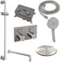 Brauer Brushed Edition thermostatische inbouw regendouche met drukknoppen SET 69 met 20 cm douchekop en gebogen muurarm en 3-standen handdouche en doucheslang en geïntegreerde glijstang RVS geborsteld PVD - Thumbnail 3