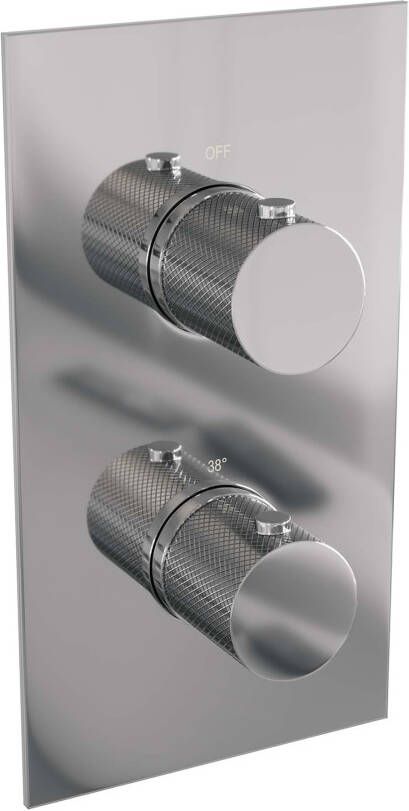 Brauer Chrome Carving inbouwset met 3-weg thermostaat hoofddouche 20cm plafondbuis 20cm staafhanddouche glijstang met aansluitbocht chroom