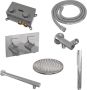 Brauer Chrome Carving thermostatische inbouw regendouche met drukknoppen SET 49 met 20 cm douchekop en rechte muurarm en staaf handdouche en doucheslang en wandaansluitbocht chroom - Thumbnail 3