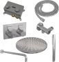 Brauer Chrome Carving thermostatische inbouw regendouche met drukknoppen SET 52 met 30 cm douchekop en gebogen muurarm en staaf handdouche en doucheslang en wandaansluitbocht chroom - Thumbnail 3