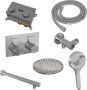 Brauer Chrome Carving thermostatische inbouw regendouche met drukknoppen SET 55 met 20 cm douchekop en rechte muurarm en 3-standen handdouche en doucheslang en wandaansluitbocht chroom - Thumbnail 3