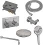 Brauer Chrome Carving thermostatische inbouw regendouche met drukknoppen SET 57 met 20 cm douchekop en gebogen muurarm en 3-standen handdouche en doucheslang en wandaansluitbocht chroom - Thumbnail 3